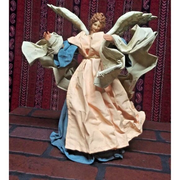 VTG 80s Nativity Cloth-Tique Paper Mache Mary,Joseph,Baby Jesus, Angel Figurines - Picture 5 of 12